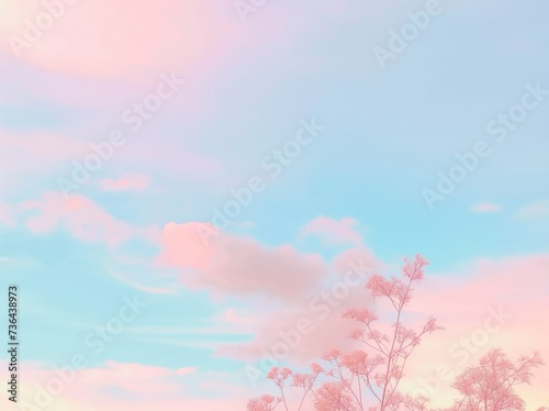 Sunset sky in the morning with sunrise and soft pink clouds with yellow tones. © KAMAPAN
