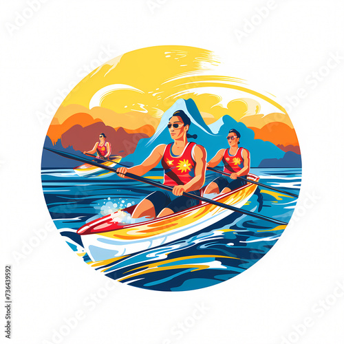 Rowing  Olympic Games cartoon Clip Art