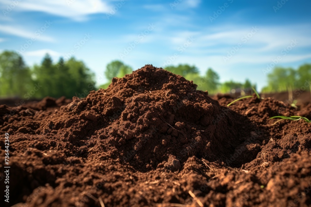 Pile soil ground. Nature compost. Generate Ai Pile soil ground. Nature compost. Generate Ai