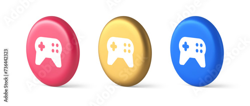 Gamepad controller virtual gaming connect button joystick joypad web app 3d realistic circle icon