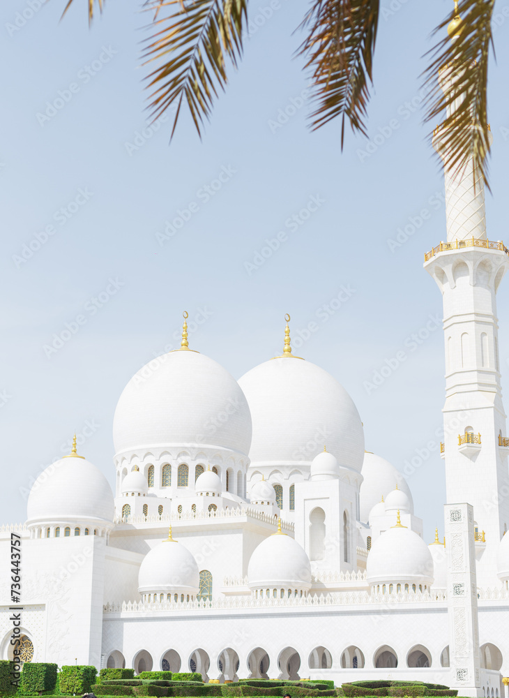 Beautiful mosque on a sunny day in Abu Dhabi