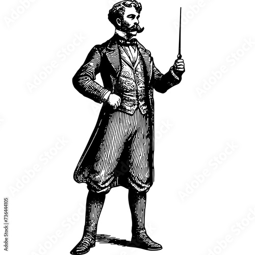 Vintage Man With Pointing Stick 