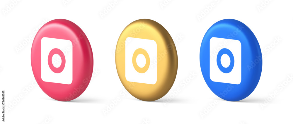 Camera photo video shooting button multimedia content creation web application 3d circle icon Camera photo video shooting button multimedia content creation web application 3d circle icon