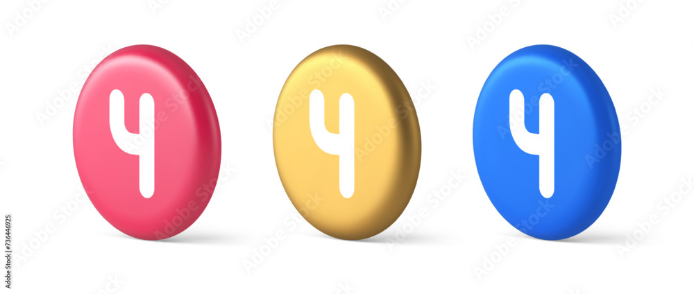Four number button keyboard interface financial calculation service 3d isometric circle icon