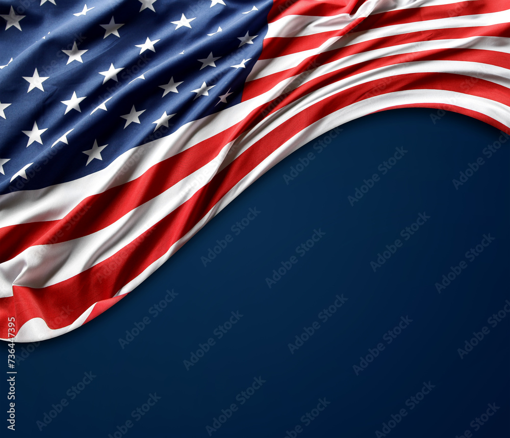 Fototapeta premium American flag on blue