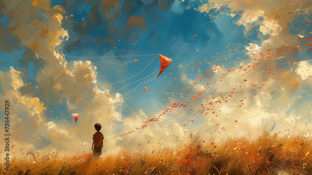 Child's Kite Flying Adventure, art.