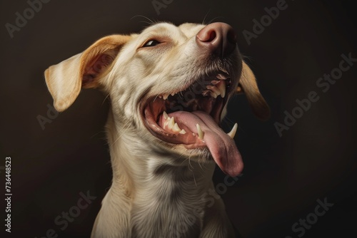 Render a stunning artistic representation of a dog exuding joy
