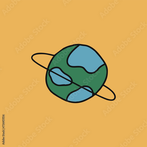 space earth planet solar system icon isolated vector illustration