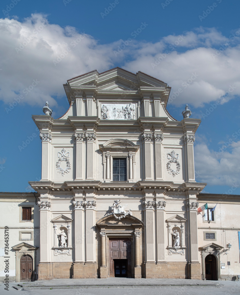 neoclassical facade of the church of San Marco in florence by day vertical