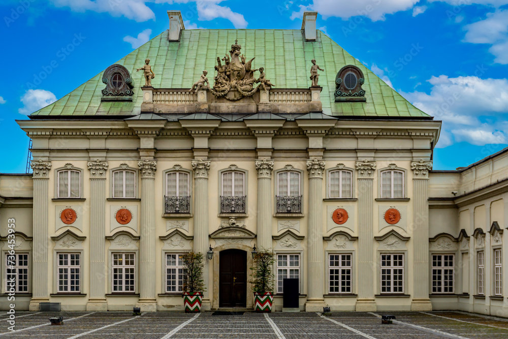 Naklejka premium Former residence of royal polish family in Warsaw, Poland in October 2023