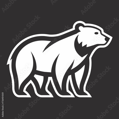 illustration of a white bear logo, polar bear. Black and white illustration. professional logo