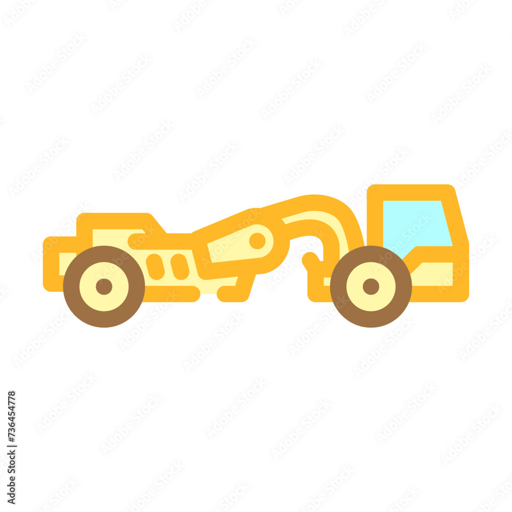 scraper machine construction vehicle color icon vector illustration