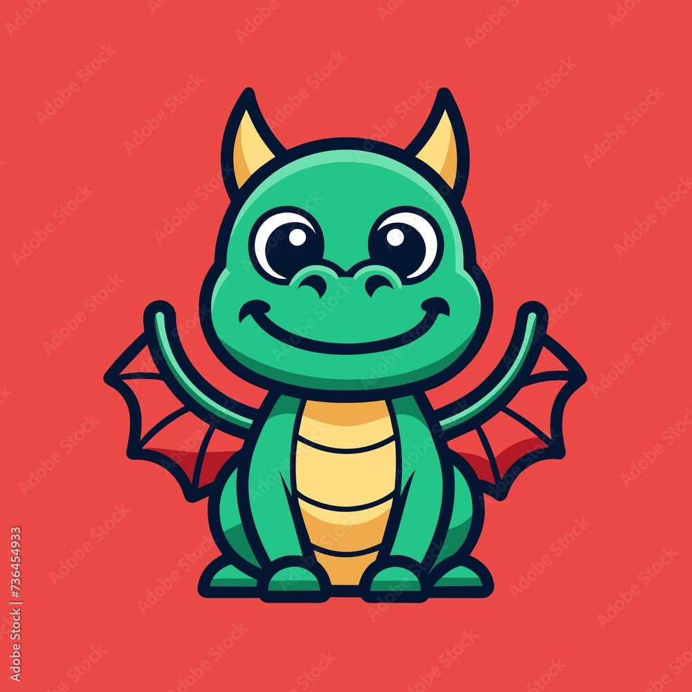 Minimalist Cute Dragon Logo Template on Vibrant Red Background, cute dragon cartoon logo vector icon illustration, Creative and Whimsical Mythical Creature Design for Branding and Graphic Projects Minimalist Cute Dragon Logo Template on Vibrant Red Background, cute dragon cartoon logo vector icon illustration, Creative and Whimsical Mythical Creature Design for Branding and Graphic Projects