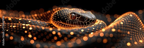 golden spikes on black background effect on a snake