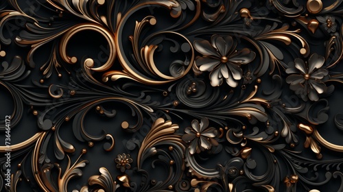 Seamless pattern Royal vintage Victorian Gothic background Rococo venzel and whorl