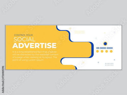 Professional business facebook cover page timeline web ad banner template.Digital marketing agency facebook cover photo design with creative shape or web banner for digital marketing business