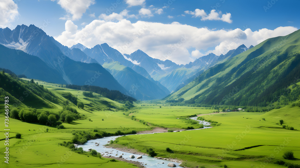 A river running through a valley,,
The mountains are the most beautiful and the world's most beautiful mountain range

