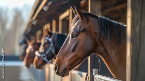 horses in the boxes of an equestrian center © Khalif