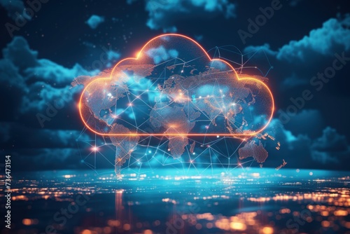 Cloud Floating With Network of Dots