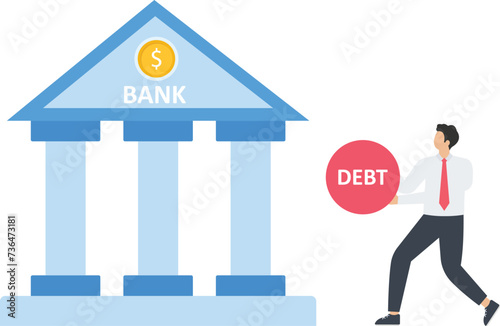 Bank failure from a debt crisis, Economic downturn,Financial crisis and credit crisis,Debt default and financial instability, Banking sector and economic recession concept,

