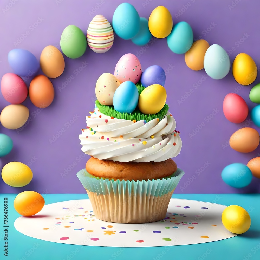 Illustration featuring a delectable Easter cupcake