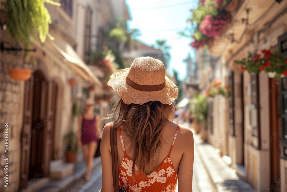 young woman dressed casually enjoying her vacation