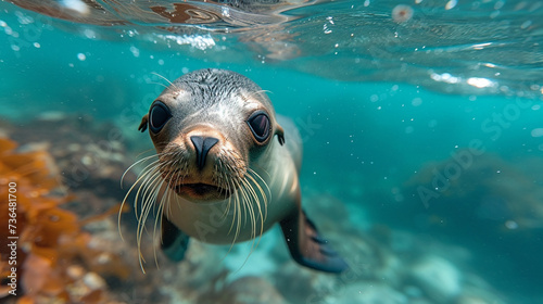the harbor seal in the water © Daniel