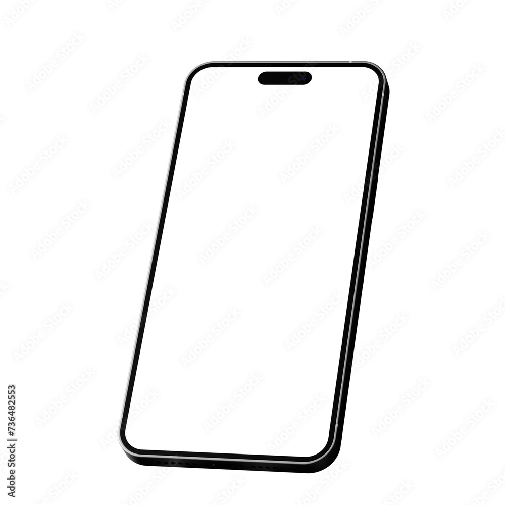 Detailed isometric style photo of gray smartphone without background. Template for mockup Detailed isometric style photo of gray smartphone without background. Template for mockup