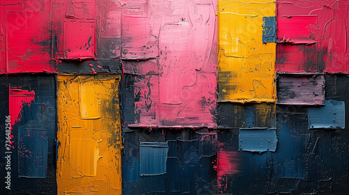 Vivid Oil Paint Strokes in a Rainbow Spectrum on Canvas Surface