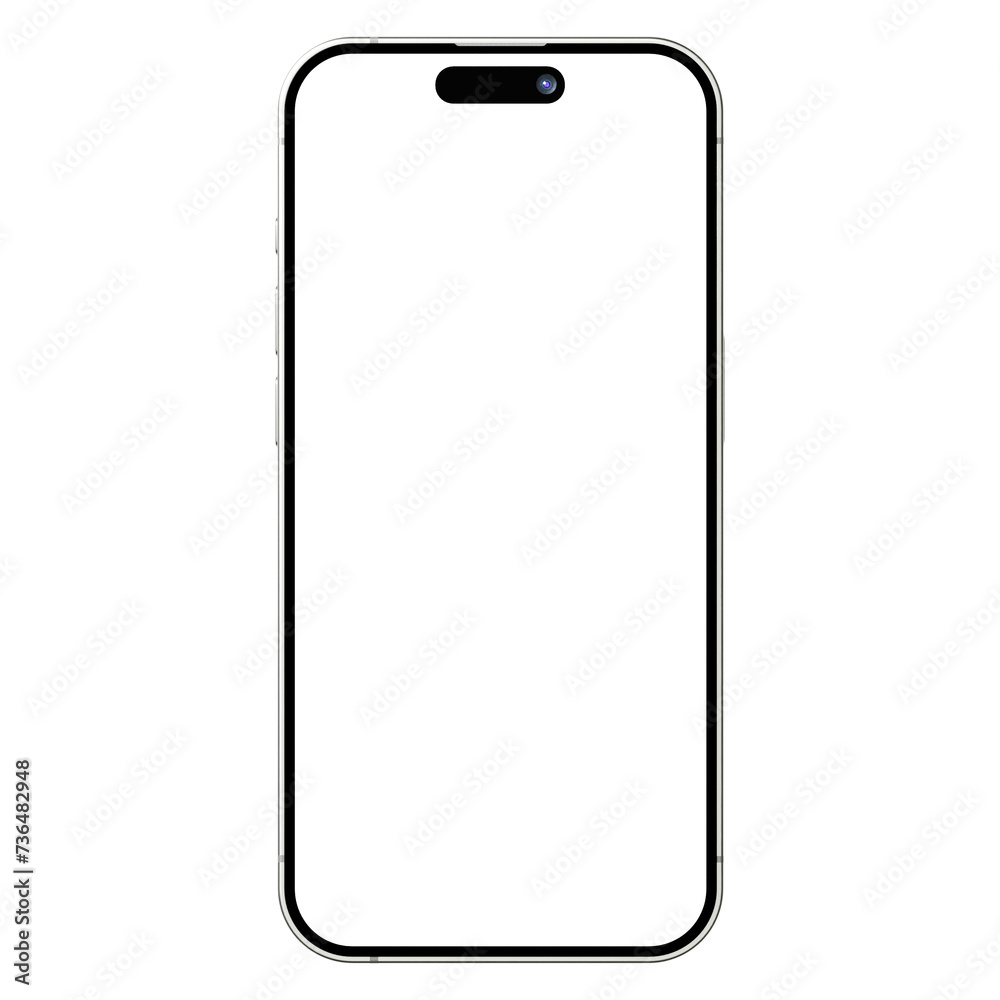 Front side view photo of white smartphone or mobile phone without background. Template for mockup Front side view photo of white smartphone or mobile phone without background. Template for mockup