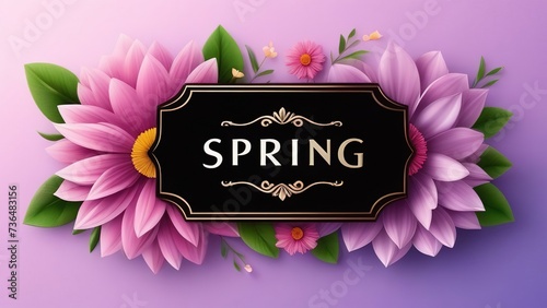 The inscription spring on a sheet for a greeting card  invitation template. Retro  vintage lettering  spring flowers and inscription spring  concept of spring and warmth