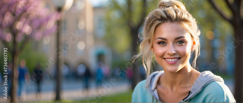 Happy Caucasian young woman photo