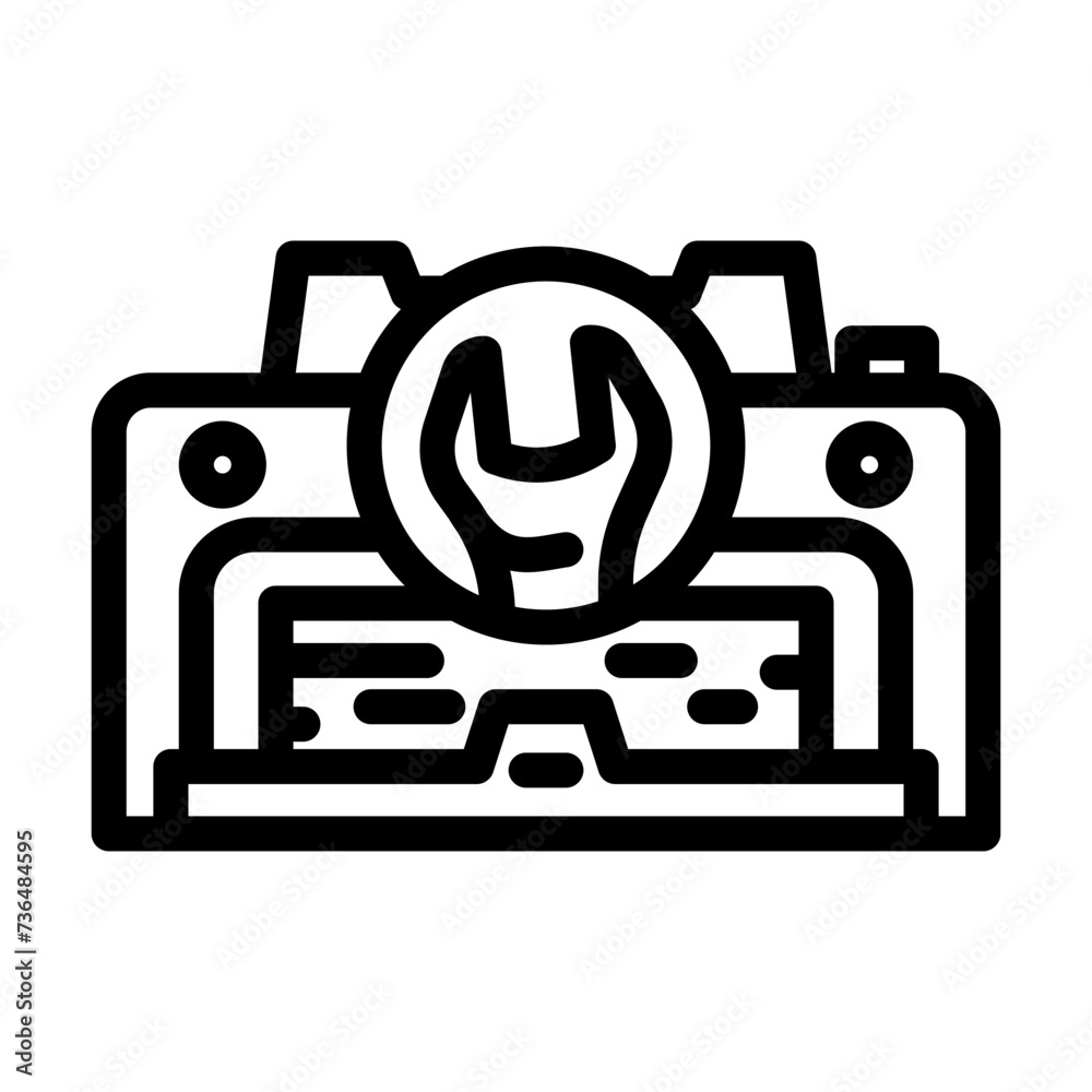 Fototapeta premium printer fixing repair computer line icon vector illustration