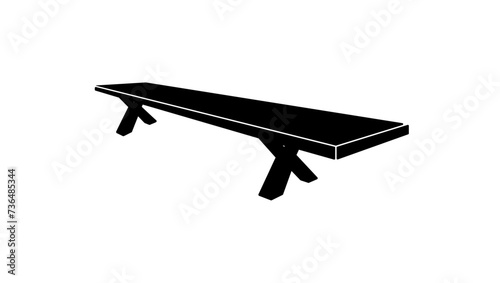 Bench with crossed legs, black isolated silhouette