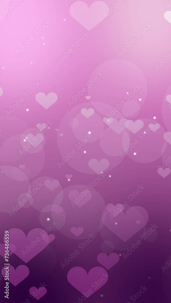 Beautiful vertical background video with flying hearts on pink gradient background with soft bokeh Beautiful vertical background video with flying hearts on pink gradient background with soft bokeh