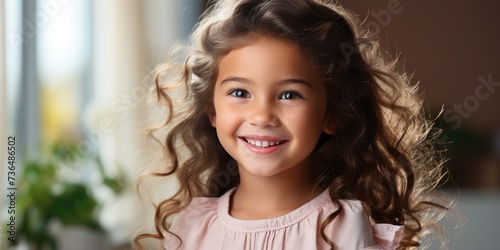 a little girl with curly hair smiling at the camera, beautiful young girl, beautiful little girl, cute young girl