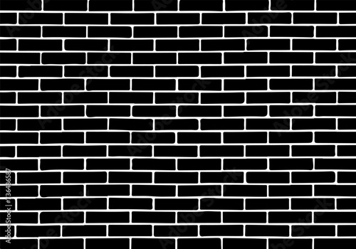 Brick black and white wall as a design element for background