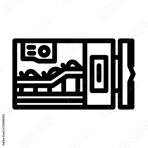 tunnel boring construction vehicle line icon vector illustration