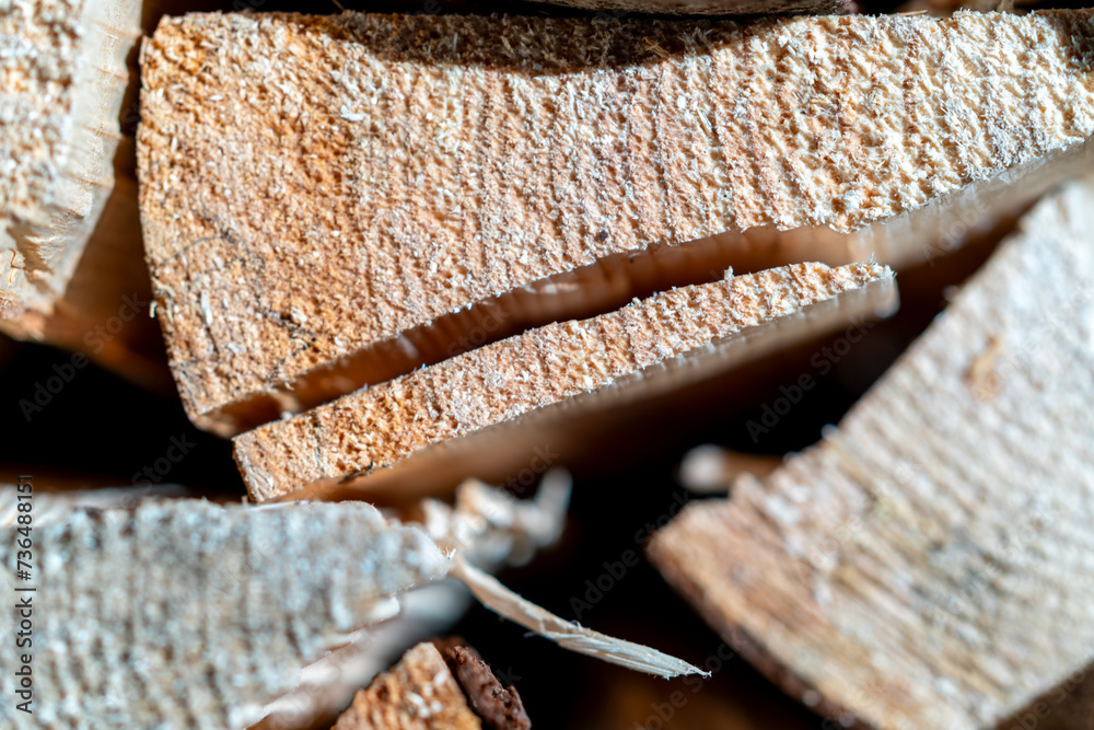 Close-up of freshly chopped firewood