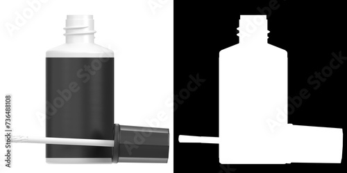 3D rendering illustration of a correction fluid bottle and brush tip