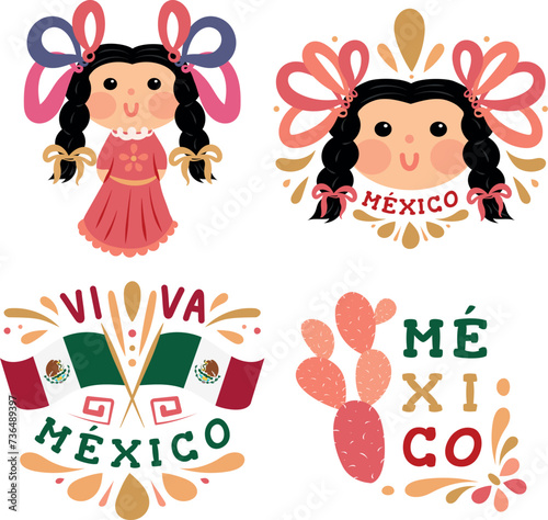 Vector fiestas patrias. Viva México.