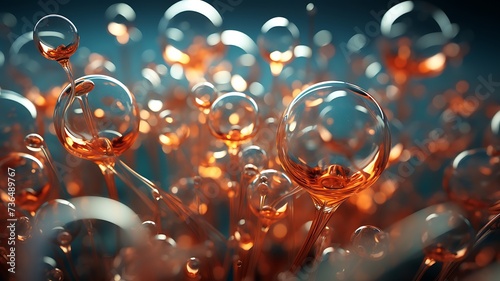 Abstração de moléculas em conexão com luzes laranjas photo