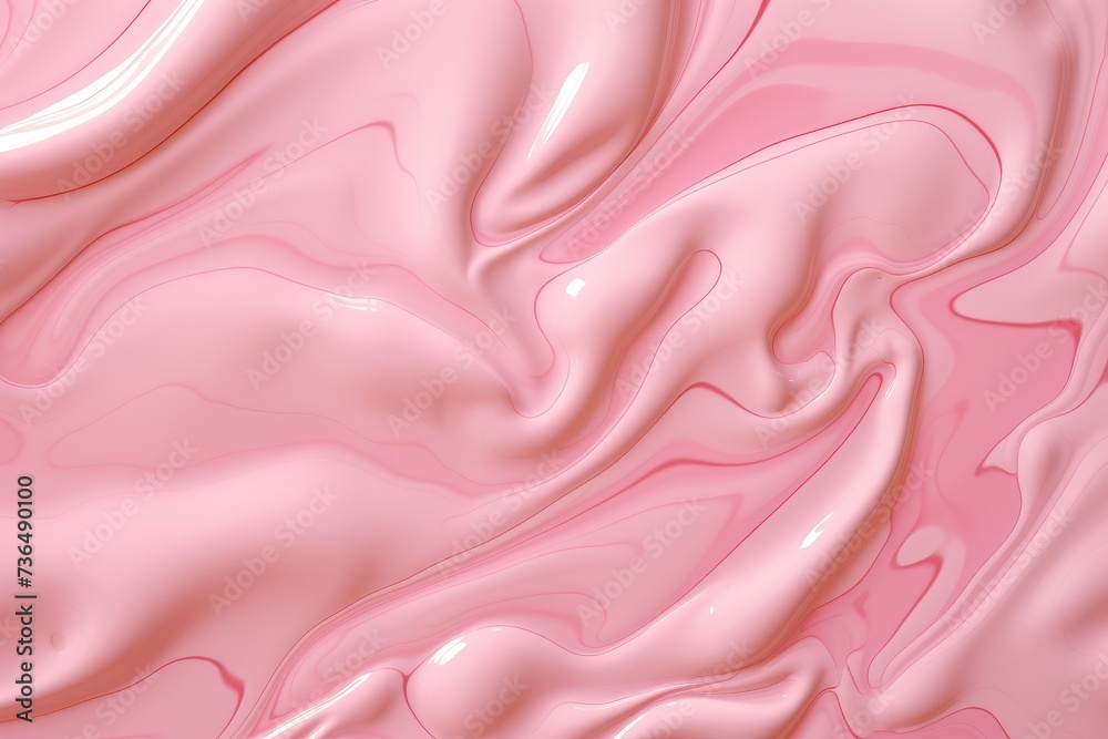 Obraz premium Velvety Pink cream texture. Smear natural product. Generate Ai