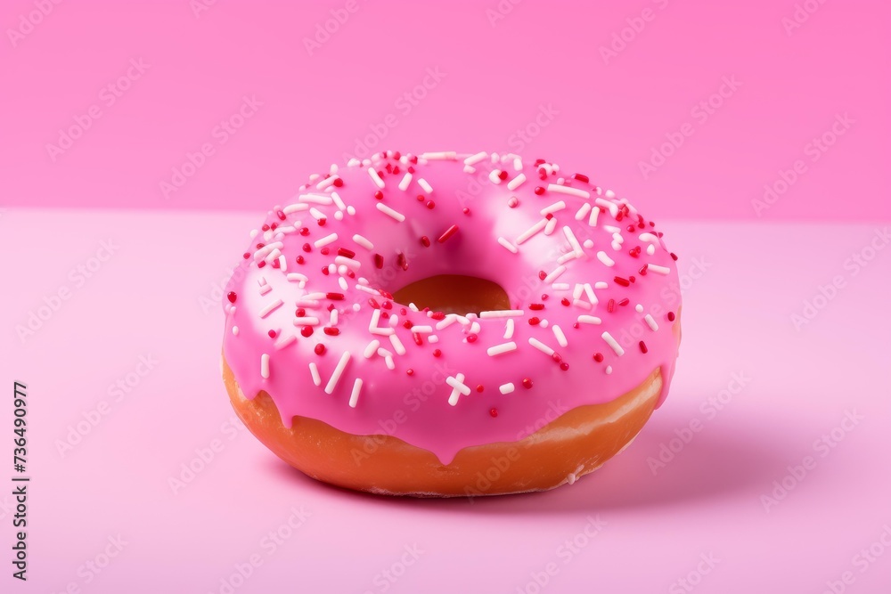 Frosted Pink donut background. Generate Ai