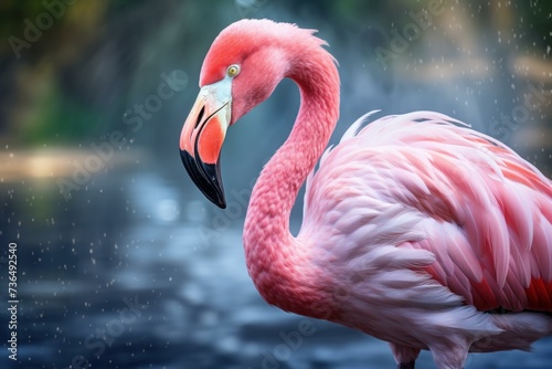 Stylish Pink flamingo safari. Safari wild. Generate Ai © juliars