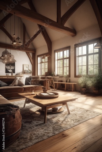 Interior of living room in Country style house. © tynza