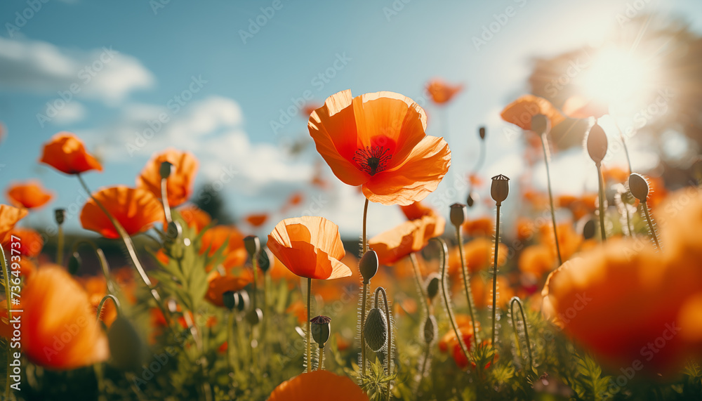 Obraz premium poppy field close up.