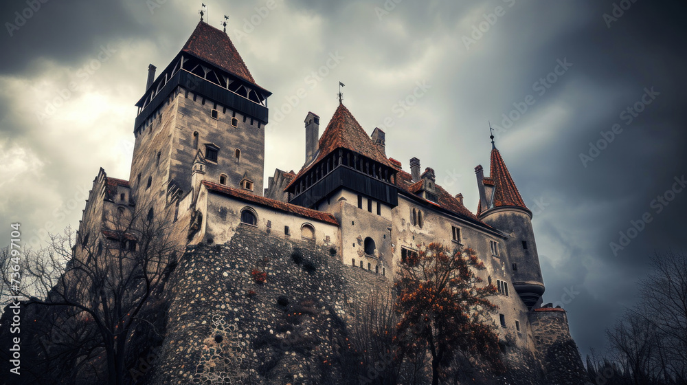 Beautiful medieval castle on top of a rock