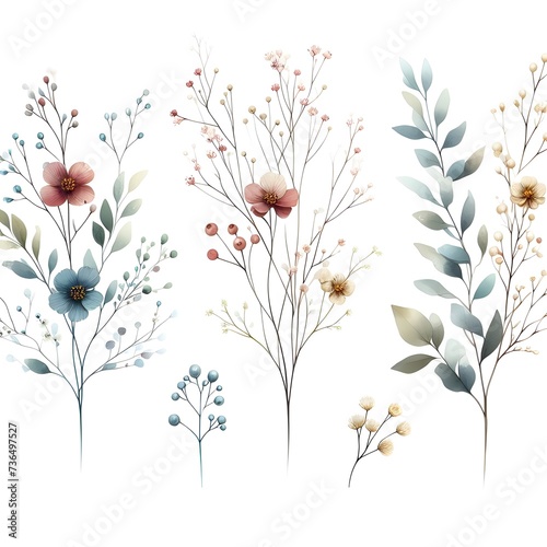 Small Floral Arrangements in Watercolor