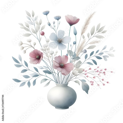 Small Flowers in Botanical Imagery Watercolor